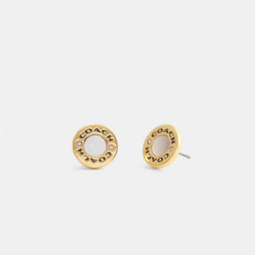 Coach Enamel Circle Stud Earrings