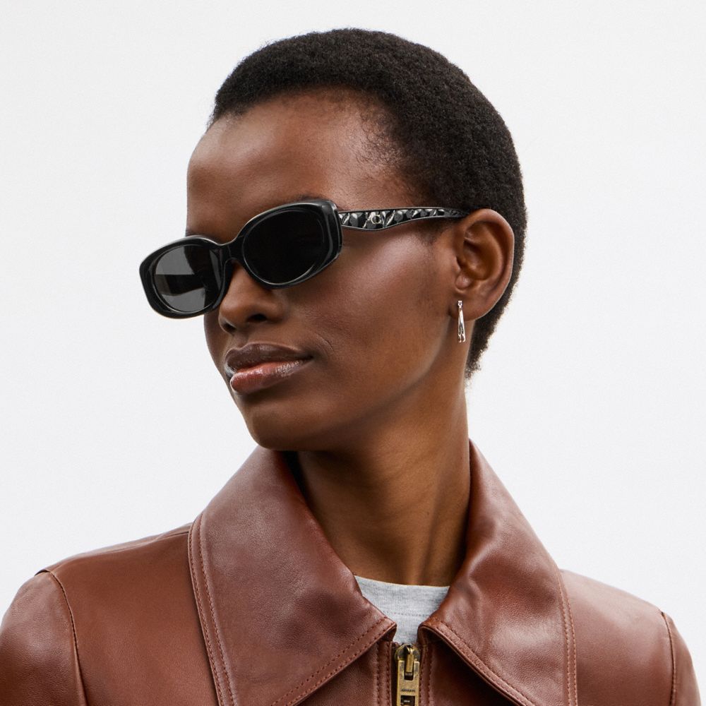 Quilted Oval Rectangle Sunglasses