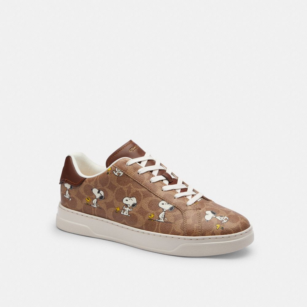 Coach X Peanuts High Line Sneaker In Signature Canvas With Snoopy Print