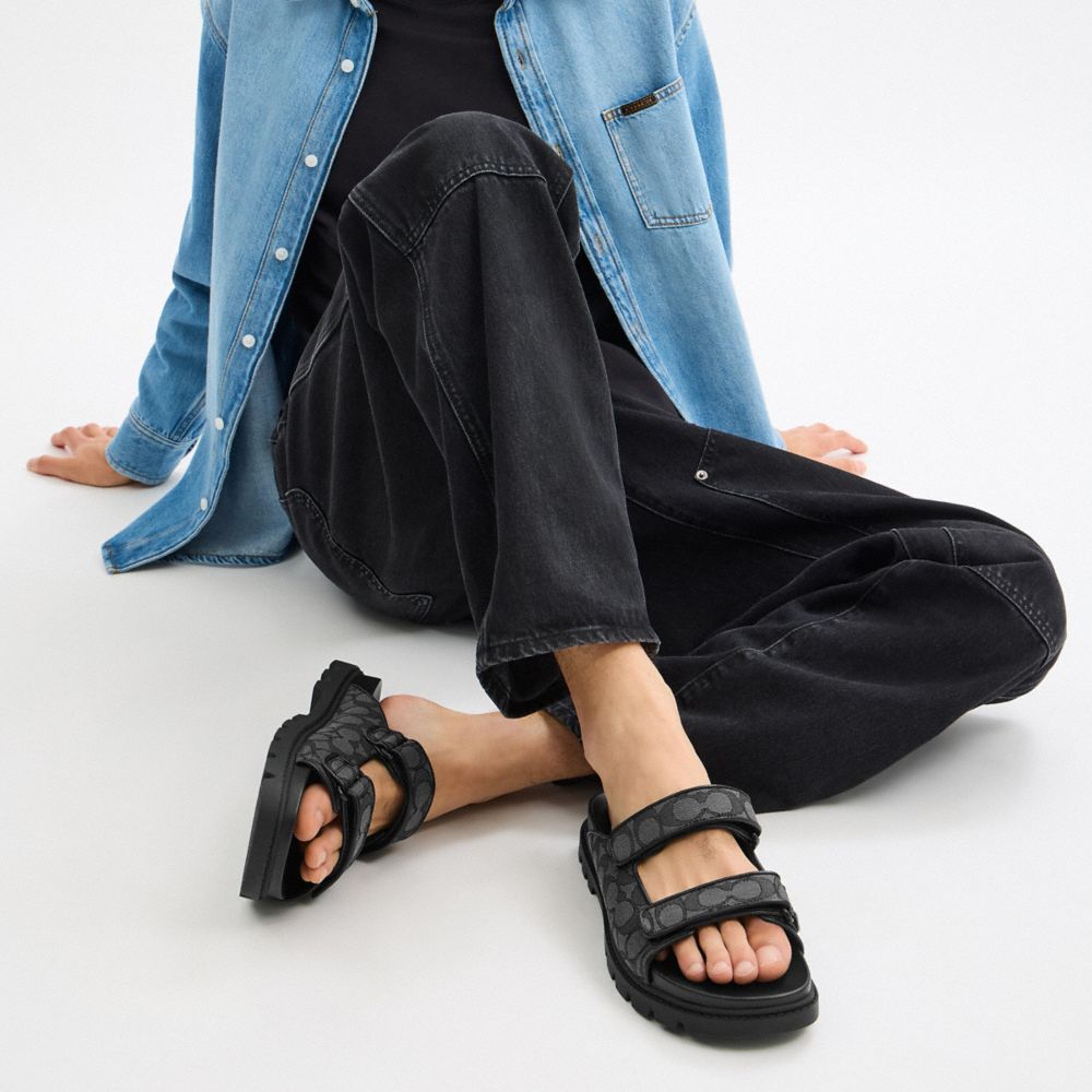 Double Banded Sandal In Signature Jacquard