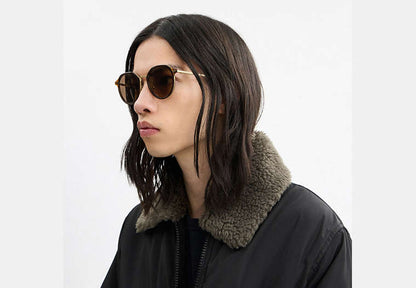 Textured Metal Round Sunglasses