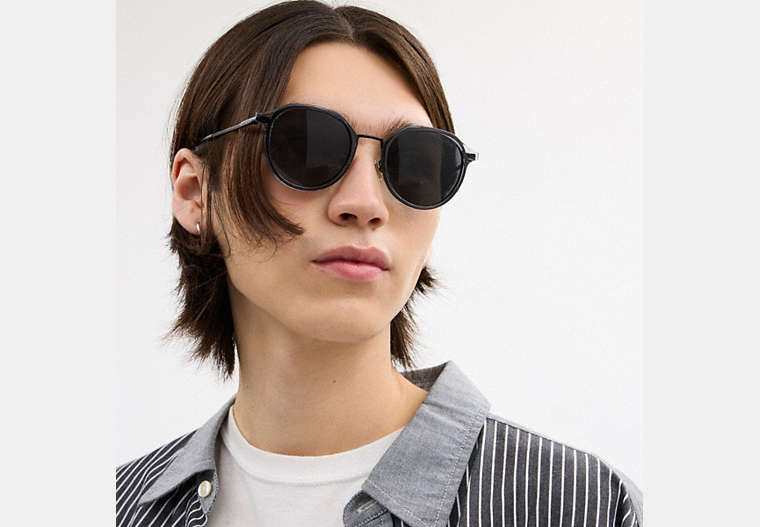 Textured Metal Round Sunglasses