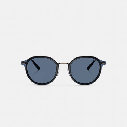 Textured Metal Round Sunglasses