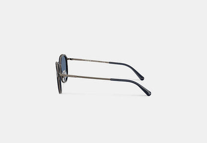 Textured Metal Round Sunglasses