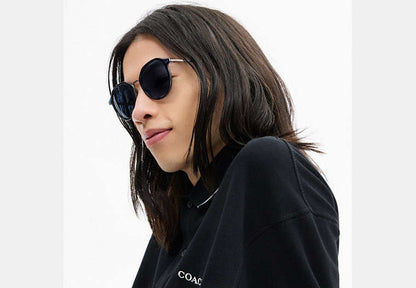 Textured Metal Round Sunglasses