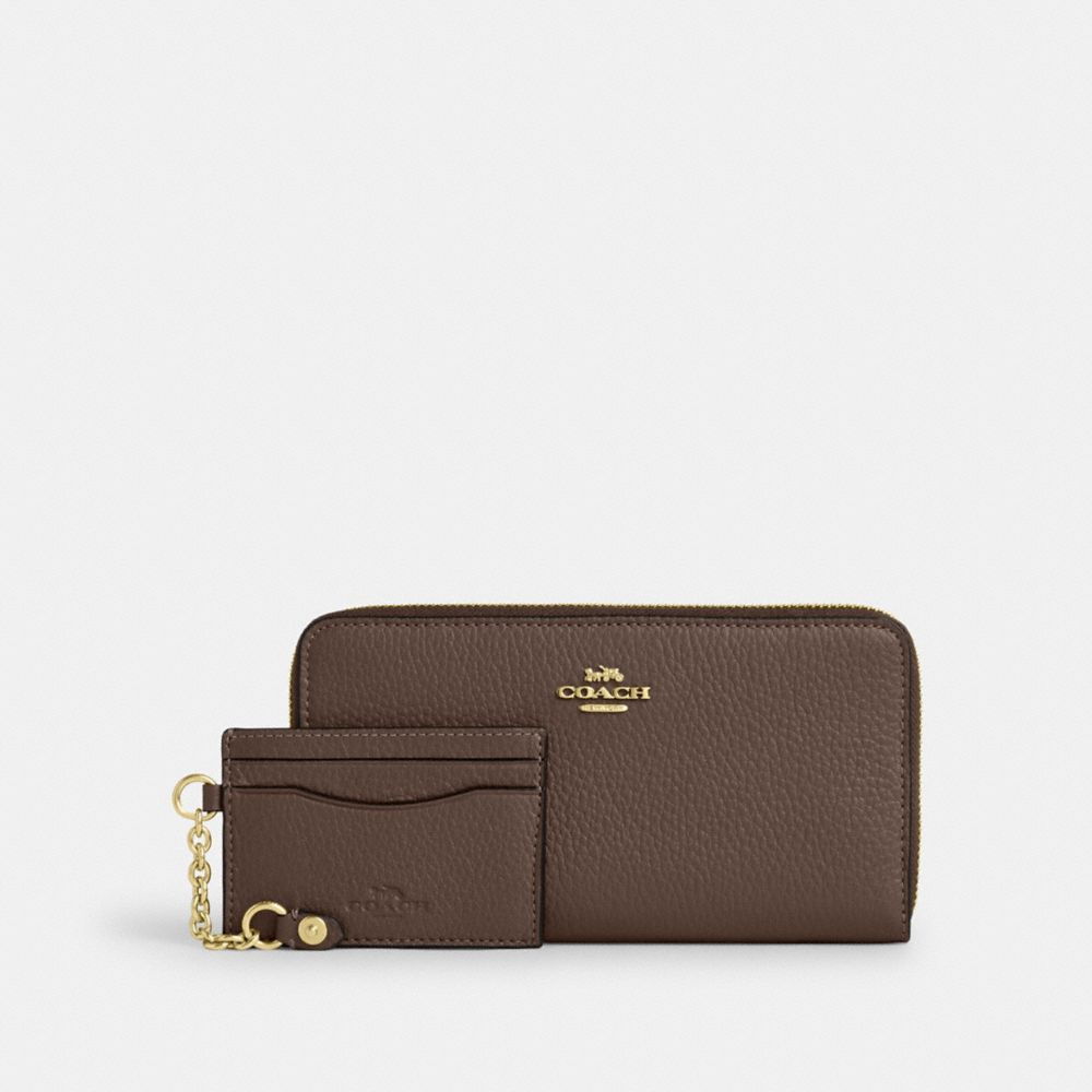 Long Zip Around Wallet With Detachable Card Case