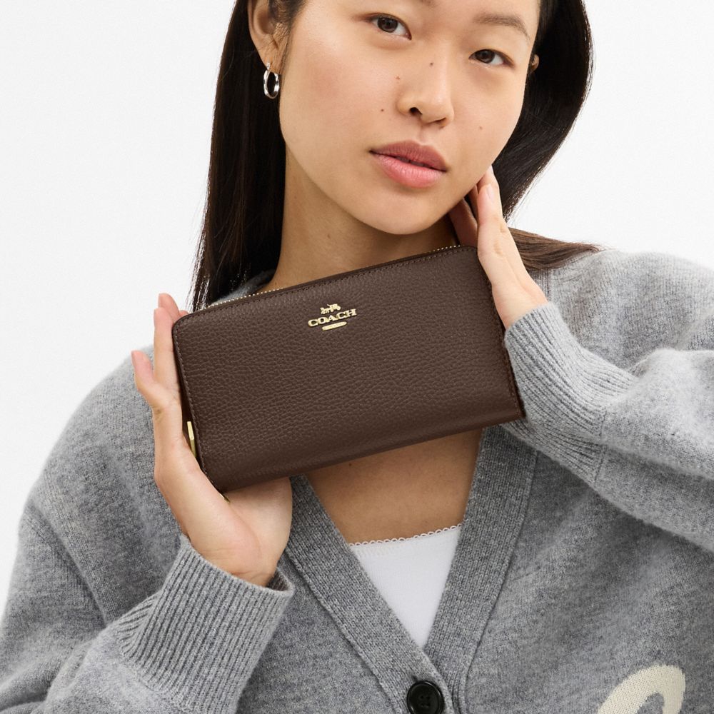 Long Zip Around Wallet With Detachable Card Case