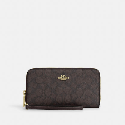 Long Zip Around Wallet With Detachable Card Case In Signature Canvas