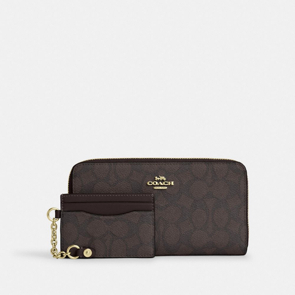 Long Zip Around Wallet With Detachable Card Case In Signature Canvas