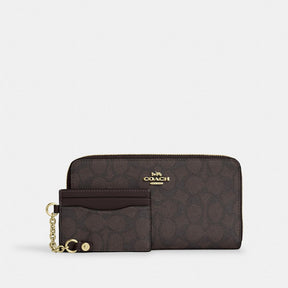 Long Zip Around Wallet With Detachable Card Case In Signature Canvas