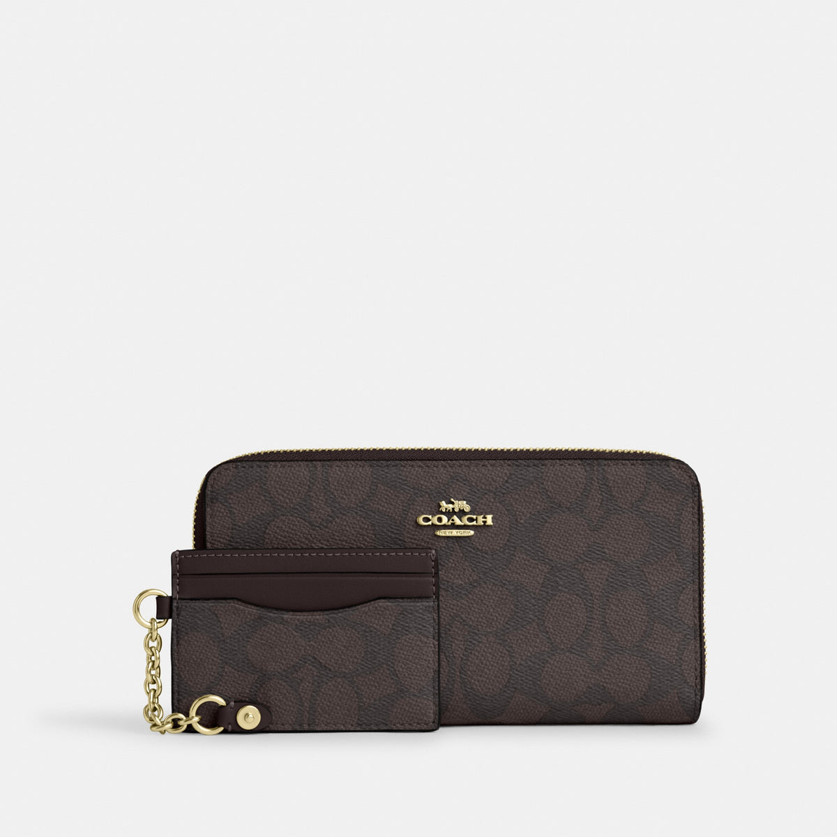 Long Zip Around Wallet With Detachable Card Case In Signature Canvas