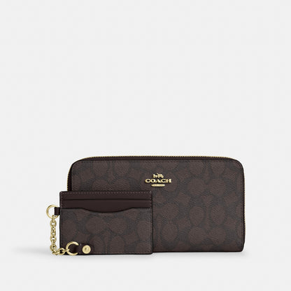 Long Zip Around Wallet With Detachable Card Case In Signature Canvas