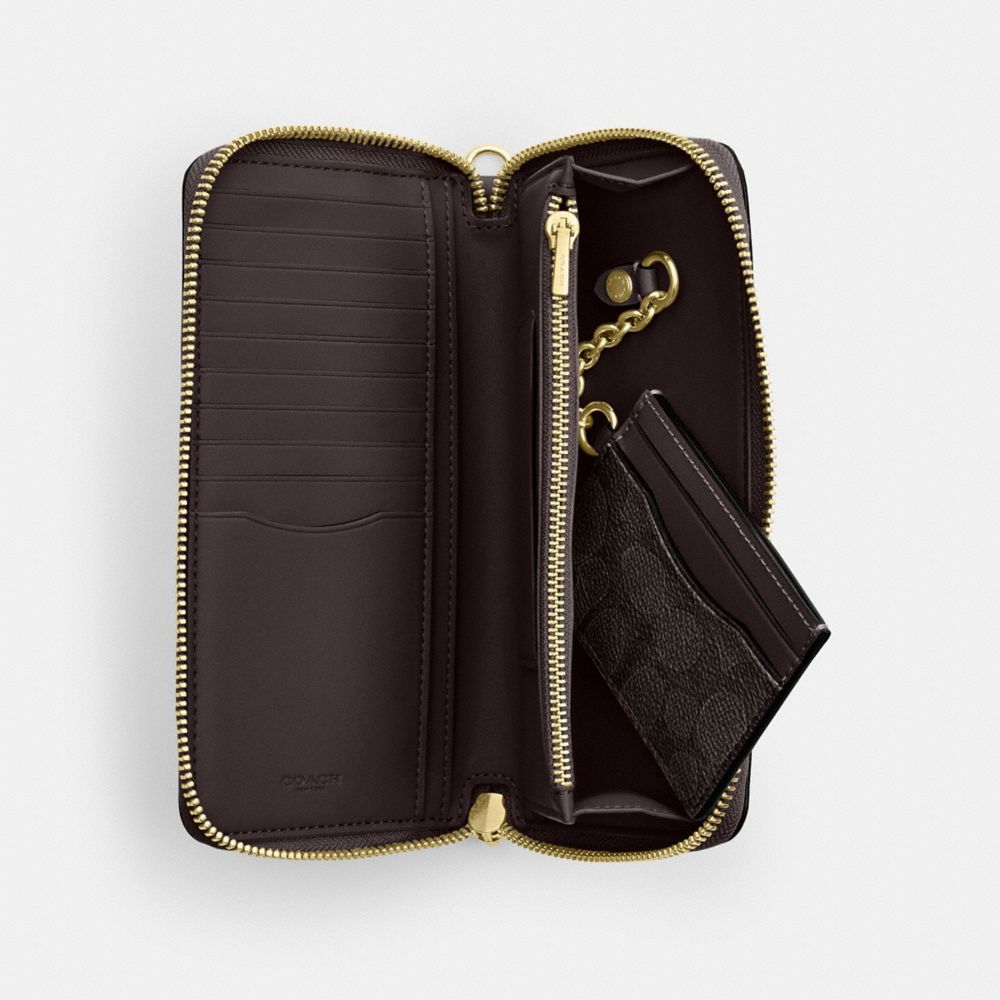 Long Zip Around Wallet With Detachable Card Case In Signature Canvas