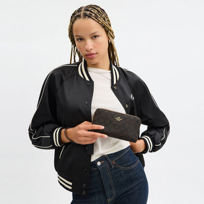 Long Zip Around Wallet With Detachable Card Case In Signature Canvas