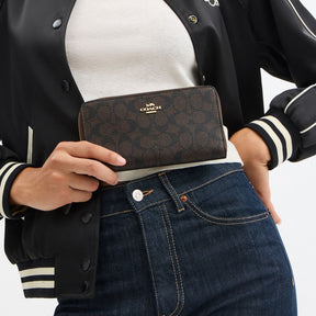 Long Zip Around Wallet With Detachable Card Case In Signature Canvas