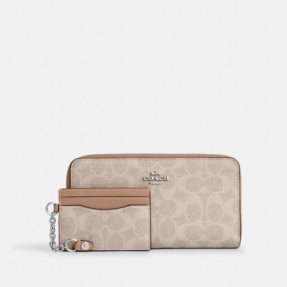 Long Zip Around Wallet With Detachable Card Case In Signature Canvas