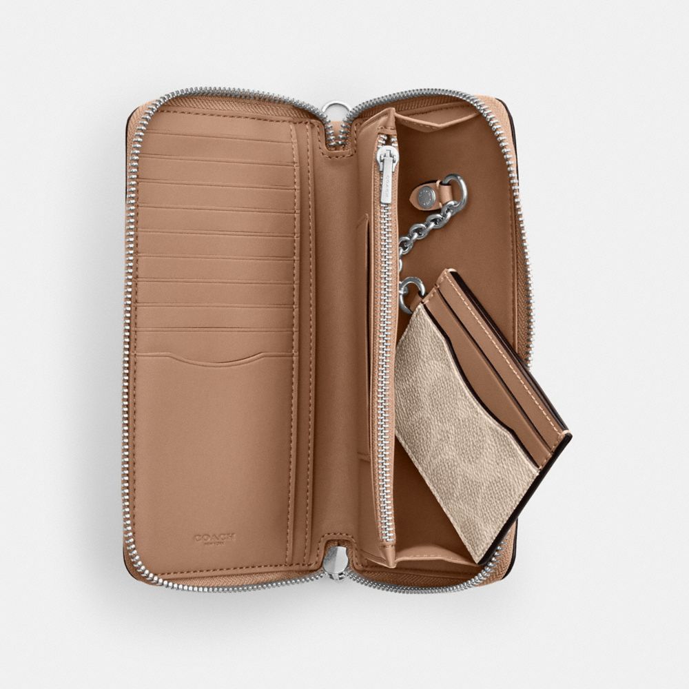 Long Zip Around Wallet With Detachable Card Case In Signature Canvas