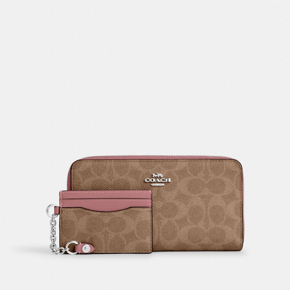 Long Zip Around Wallet With Detachable Card Case In Signature Canvas