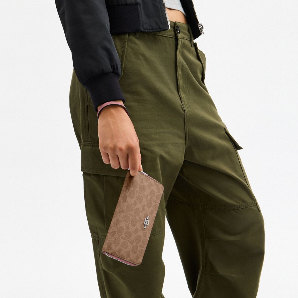 Long Zip Around Wallet With Detachable Card Case In Signature Canvas