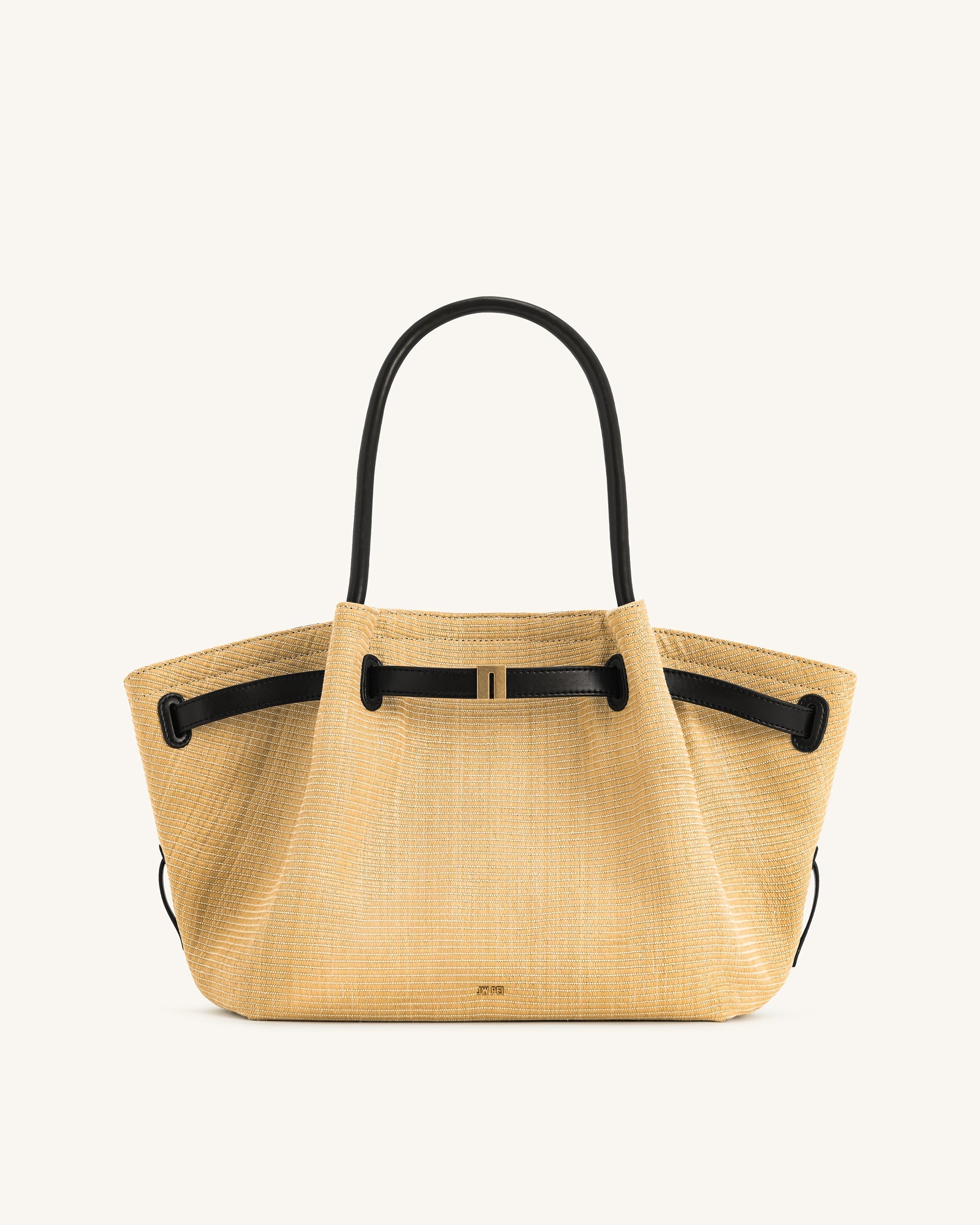 Hana Medium Faux Straw Tote Bag - Brown Straw
