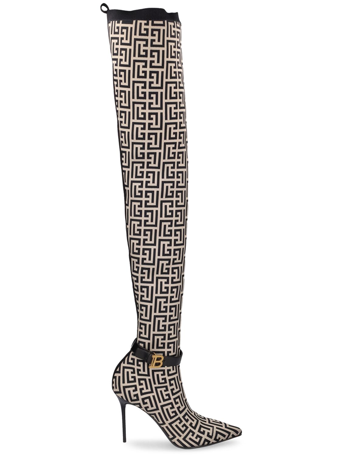 Balmain Balmain 110mm Raven monogram knit tall boots - Size: UK 4.5 Boots | Shop From The Mirage