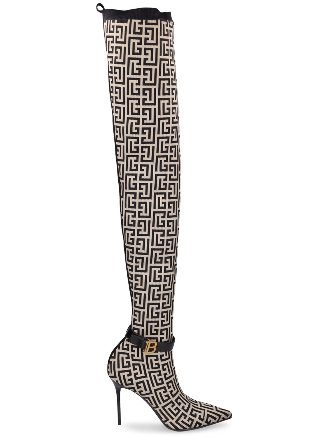 Balmain 110mm Raven monogram knit tall boots