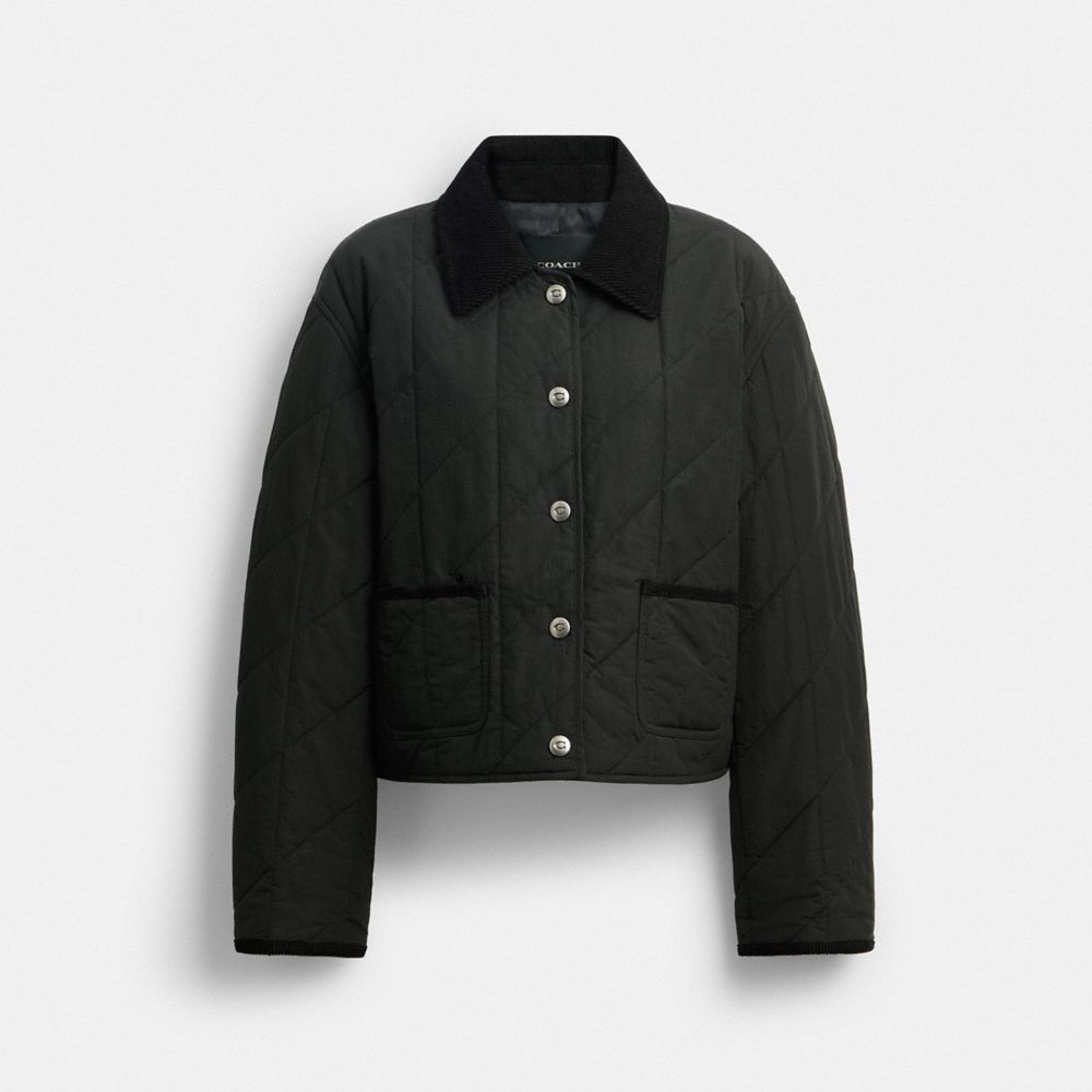 Quilted Jacket With Corduroy Collar