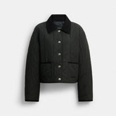 Quilted Jacket With Corduroy Collar