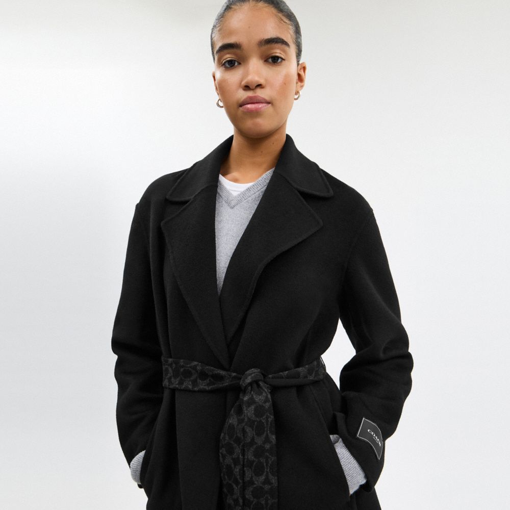 Belted Wool Long Coat