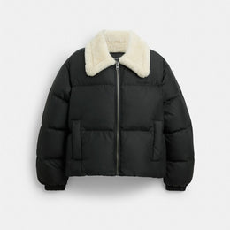 Puffer With Shearling Collar