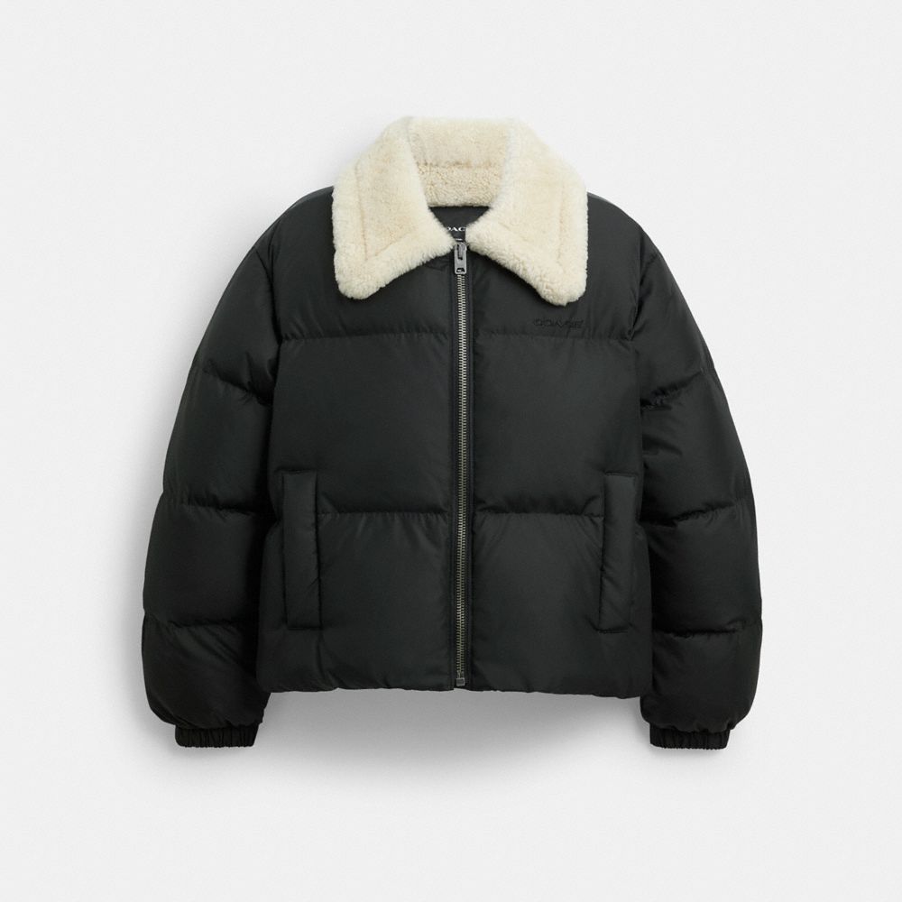 Puffer With Shearling Collar