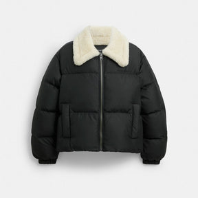 Puffer With Shearling Collar