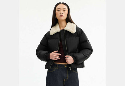 Puffer With Shearling Collar