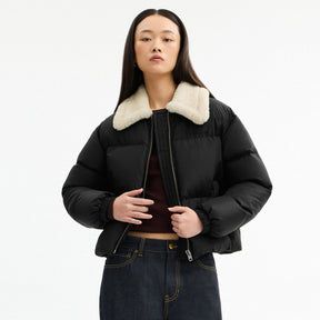 Puffer With Shearling Collar