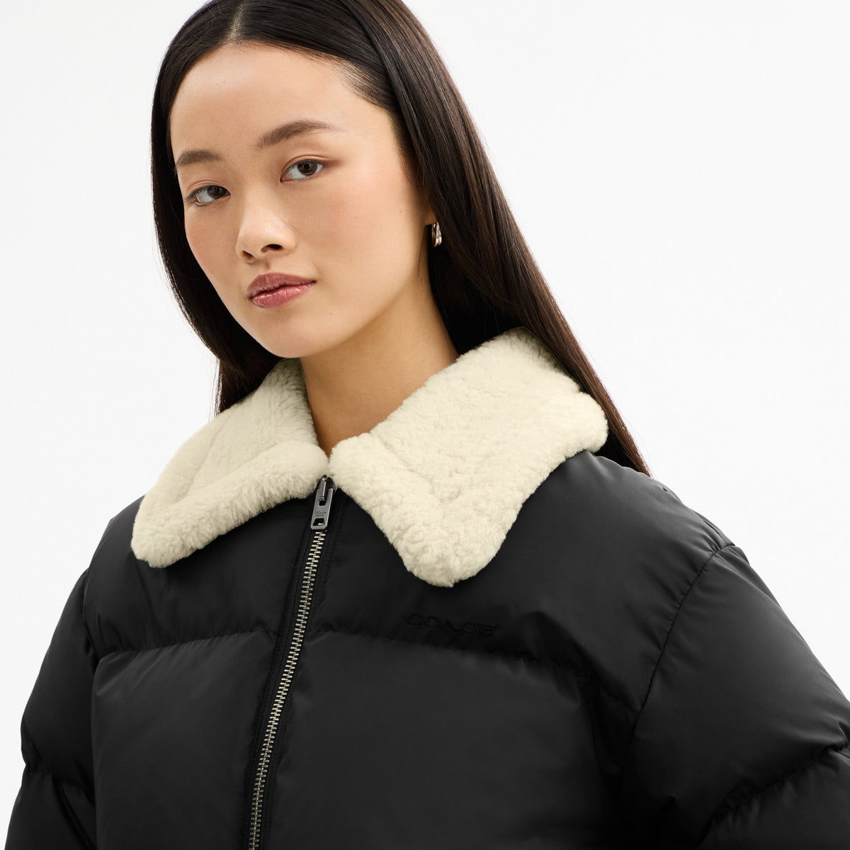 Puffer With Shearling Collar