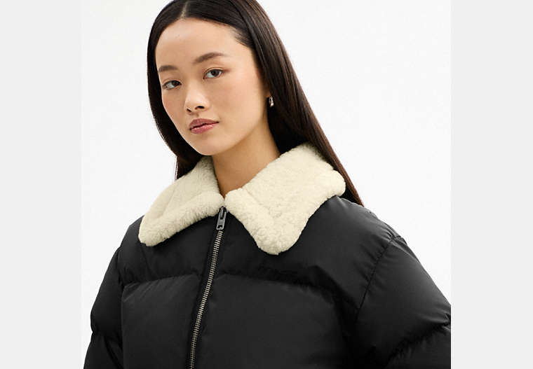 Puffer With Shearling Collar