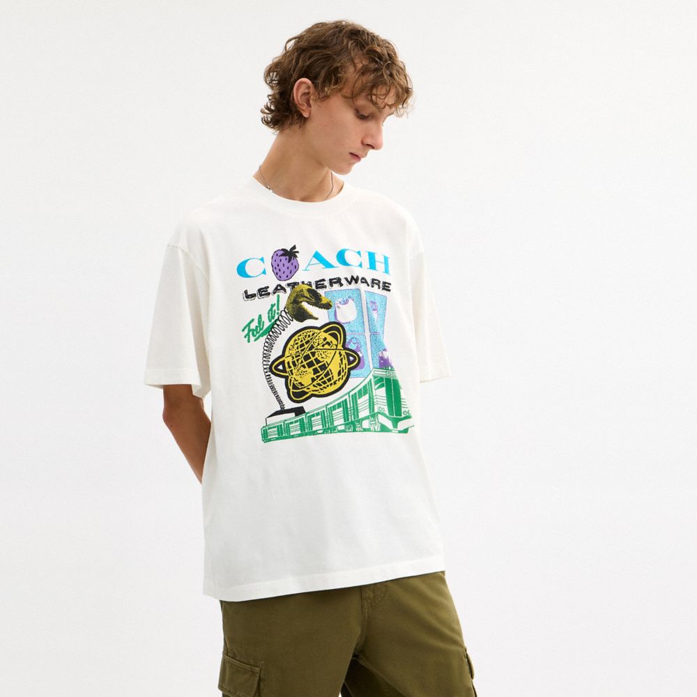 Collage Train Relaxed T Shirt In Organic Cotton
