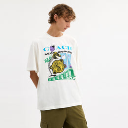 Collage Train Relaxed T-Shirt In Organic Cotton