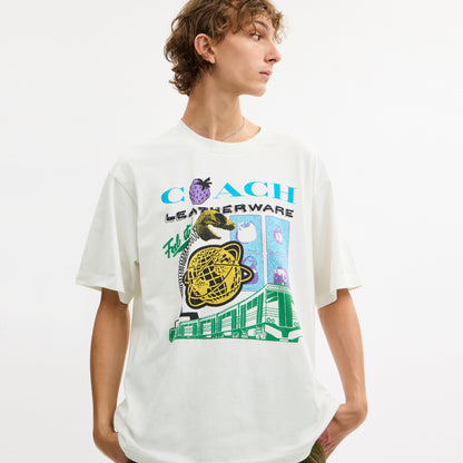 Collage Train Relaxed T-Shirt In Organic Cotton