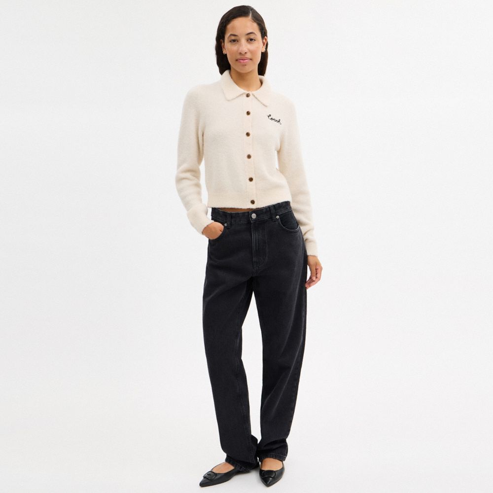 Coach Embroidered Cropped Cardigan
