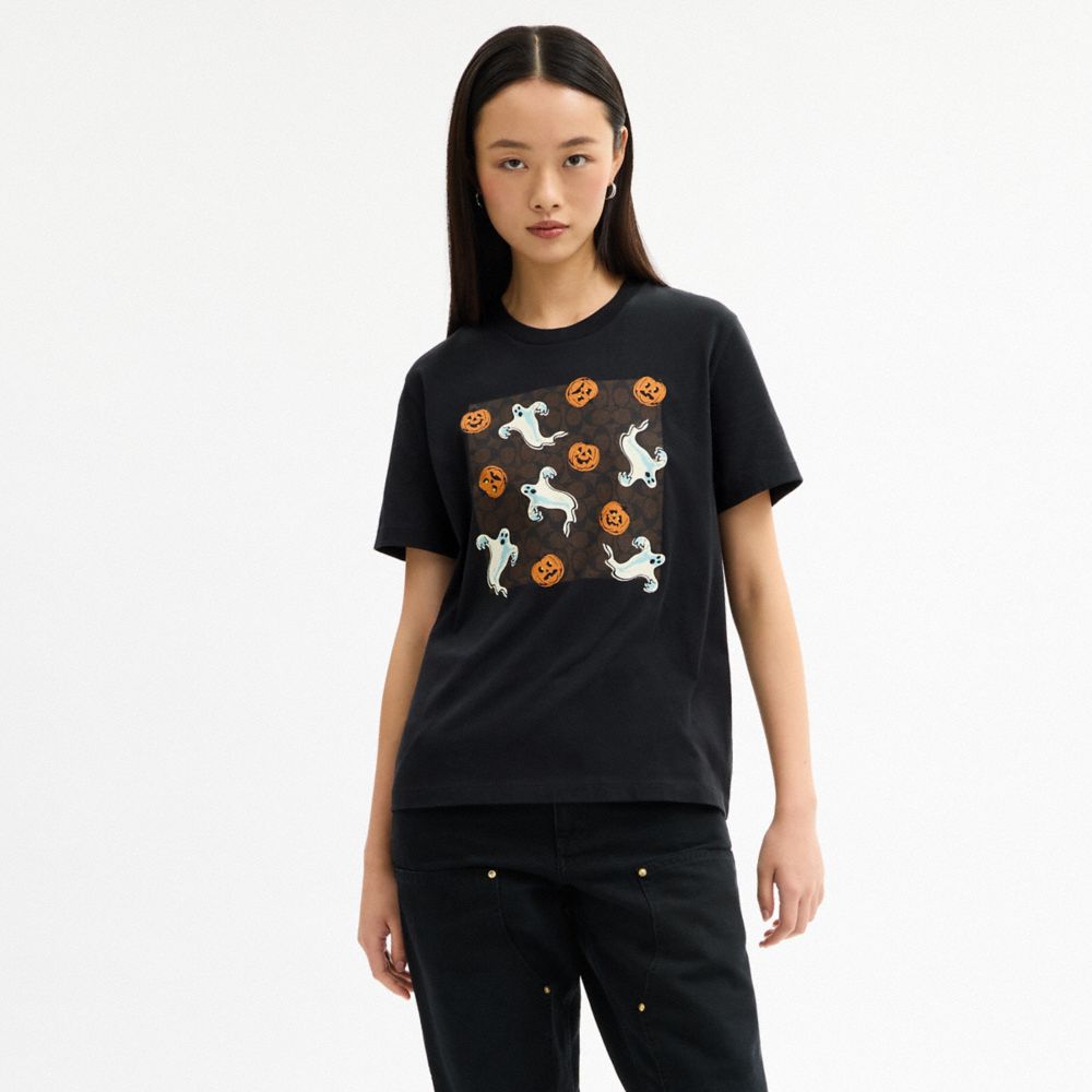 Pumpkin And Ghost Signature Classic T Shirt