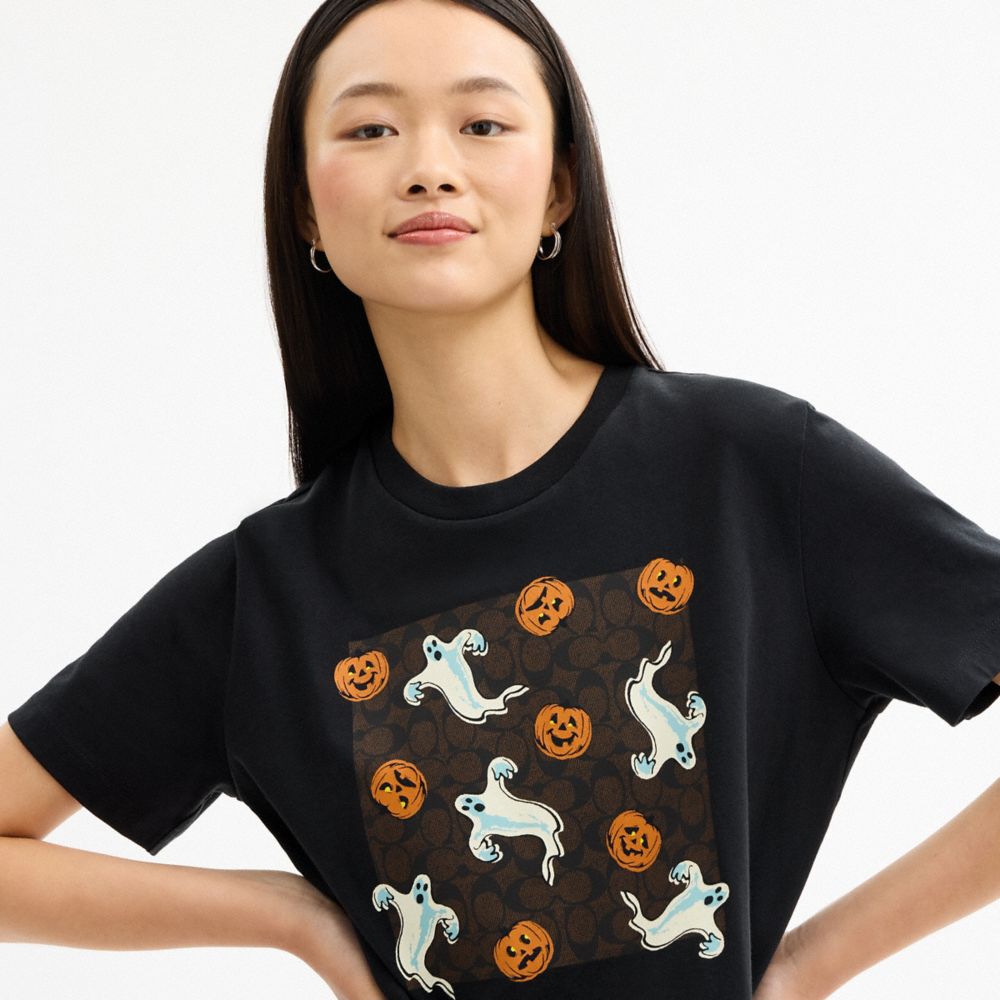 Pumpkin And Ghost Signature Classic T Shirt