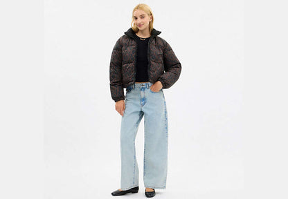 Leopard Print Reversible Puffer Jacket In Recycled Polyamide