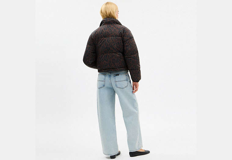 Leopard Print Reversible Puffer Jacket In Recycled Polyamide