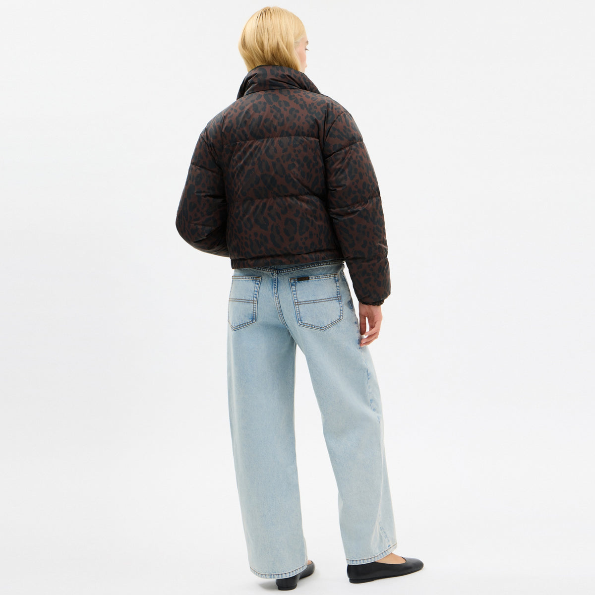 Leopard Print Reversible Puffer Jacket In Recycled Polyamide