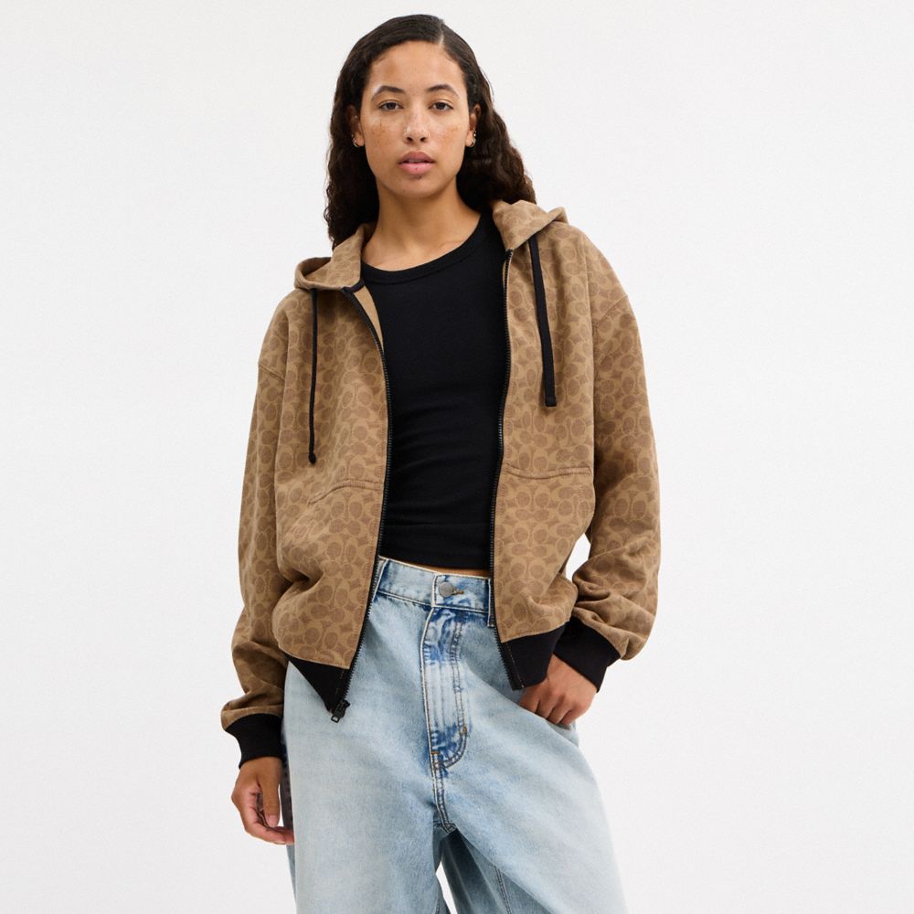 All Over Signature Zip Hoodie In Organic Cotton