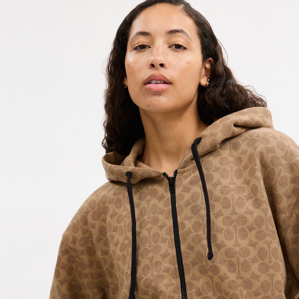 All Over Signature Zip Hoodie In Organic Cotton