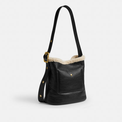 Bleecker Bucket Bag In Shearling