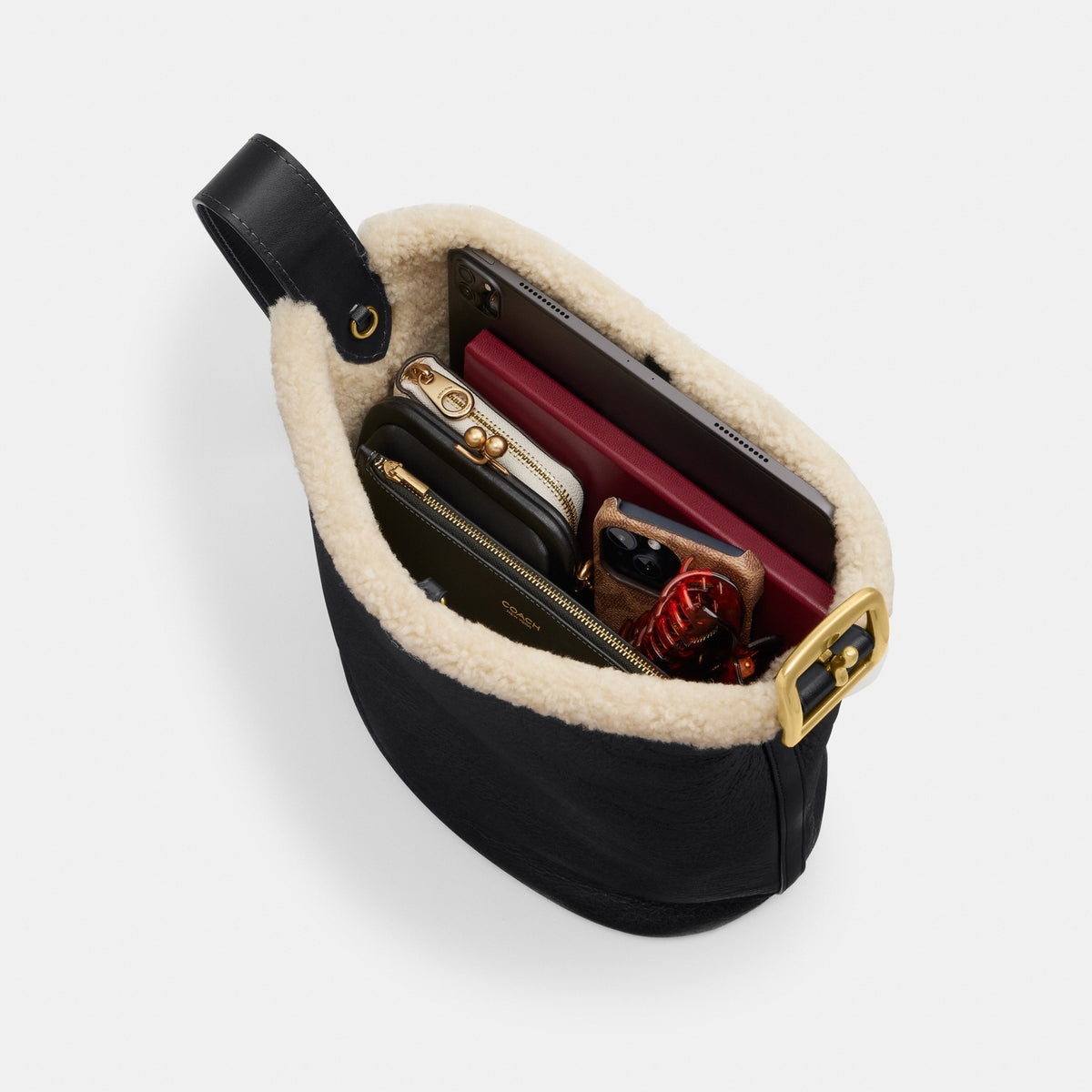 Bleecker Bucket Bag In Shearling