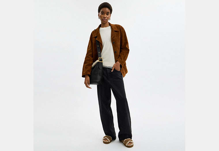 Bleecker Bucket Bag In Shearling
